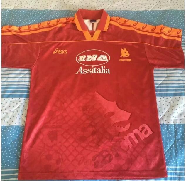 1995-96 Roma Retro Home Kit Soccer Jersey